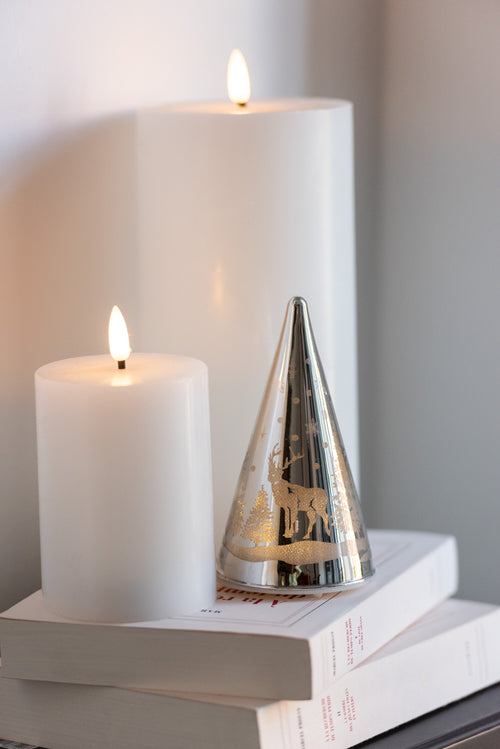 J-Line cilinderkaars - wit - large - LED lichtjes - vtwonen shop