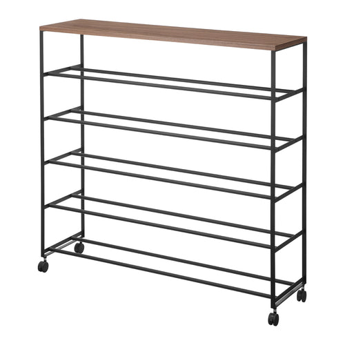 Yamazaki Tower Schoenenrek op wielen 5-laags - Zwart - vtwonen shop