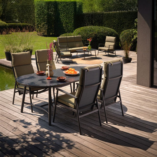 Hartman Tuinstoel Flora -  Zwart Aluminium - Zithoogte 48cm - Set van 2