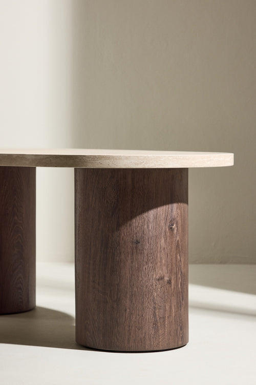 Rebellenclub  Kaloria Salontafel  - 130 x 78 cm Mokka / Travertin
