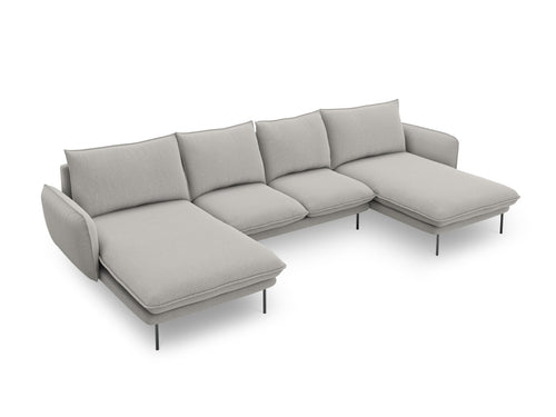 Cosmopolitan Design Panoramische bank Vienna 6-zits, structurele stof, lichtgrijs - 170x350x95cm