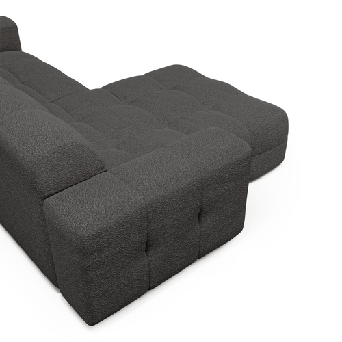 Sia Home - Hoekbanken links MAEL - Bouclette stof - Grafiet grijs - 230cm - vtwonen shop