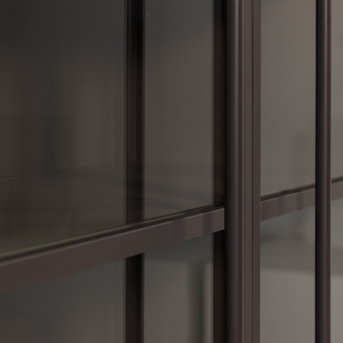 WOOOD xl 3-deurs vitrinekast Exhibit - Metaal - Donkerbruin - 200x140x42