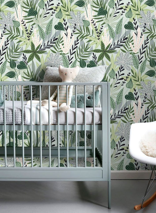 ESTAhome XXL behang bladeren in scandinavische stijl mintgroen - 50 x 900 cm - 158894 - vtwonen shop