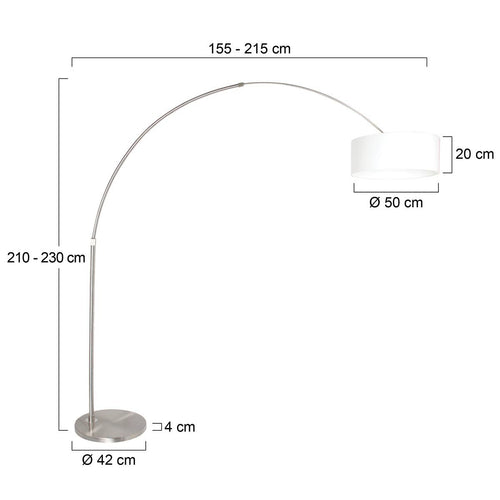 Steinhauer vloerlamp Sparkled - 1 lichts - 190x 230 cm - mat chroom wit