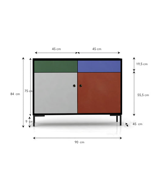 Dressoir MDF 2 deuren en 2 lades