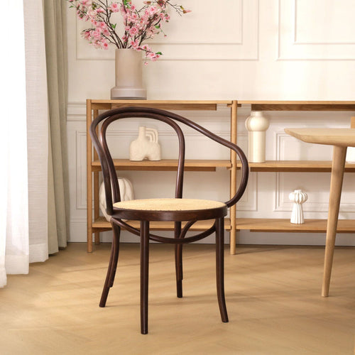 Fameg Venice No. 9 Eetkamerstoel Walnoot - Armleuning - Rotan Zitting - vtwonen shop