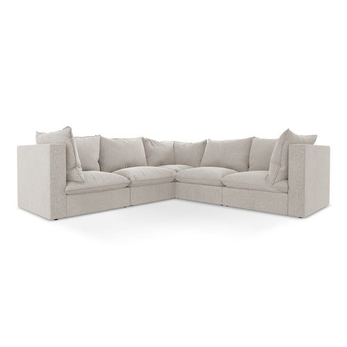 LaMiaSofa Modulaire hoekbank Ravenna - velours - lichtbeige - 255x255x77