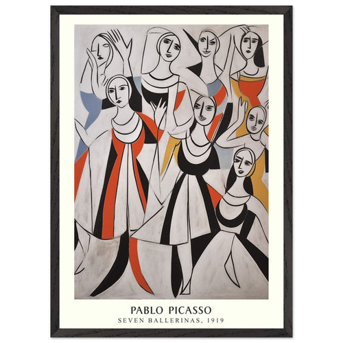 Artfulprints Poster met Lijst Pablo Picasso - Seven ballerinas   - 50x70 cm - Meerkleurig