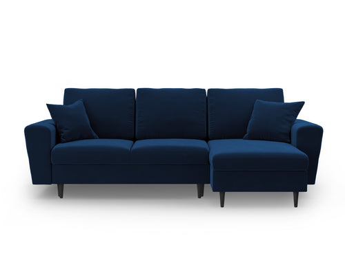 Cosmopolitan Design Omkeerbare converteerbare hoekbank met opbergdoos Kyoto 4-zits, flueel koningsblauw - 145x241x88cm