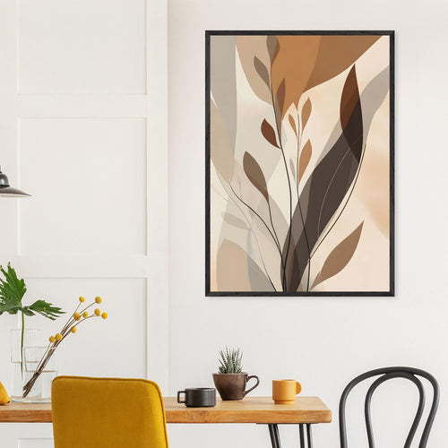 Artfulprints Poster Boho – Delicate leaves   - A4 21x29.7 cm - Bruin
