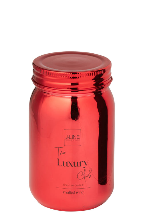 J-Line geurkaars Voorraadpot - glas - rood - 69U