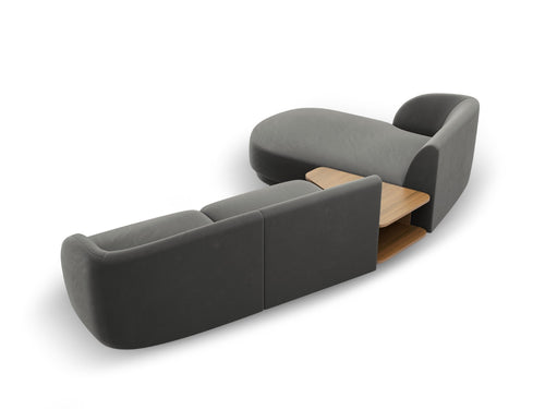 Micadoni linker modulaire bank Miley 3-zits, flueel, lichtgrijs - 178x303x70cm