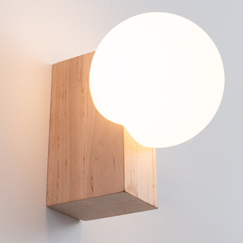 Sollux Lighting Wandlamp BULBO natuurlijk hout - 12x16x17cm