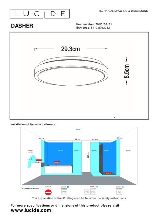 Lucide plafonnière DASHER - Geïntegreerde LED - Wit - vtwonen shop