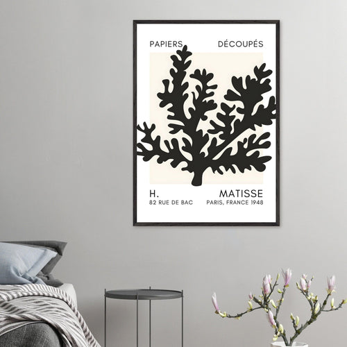 Artfulprints Poster Matisse – Aqua bloom black   - A4 21x29.7 cm - Zwart