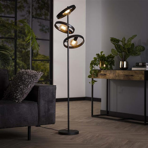 Giga Meubel Vloerlamp Hover - Zwart Metaal - 3-Lichts - 40x40x155cm