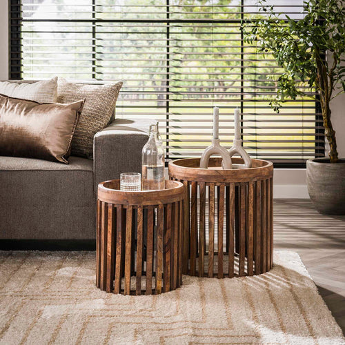 Giga Meubel Bijzettafel Tweak - Naturel Hout - Set van 2 - 45x45x45cm