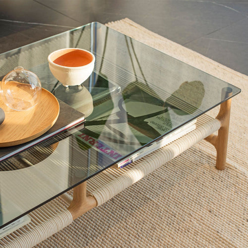 Gazzda Fawn Coffee Table Glazen Salontafel Whitewash / Grey - vtwonen shop