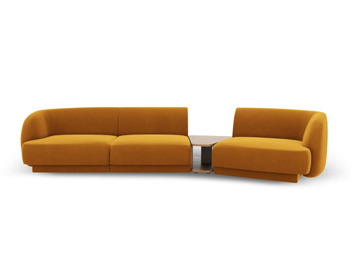 Micadoni Rechte modulaire bank Miley 3-zits, flueel, geel - 126x303x70cm