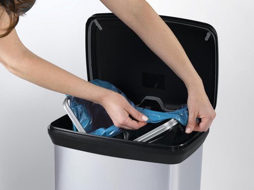 Curver Decobin Prullenbak - 50L - 39x29x72 cm - Zilver Metallic - vtwonen shop