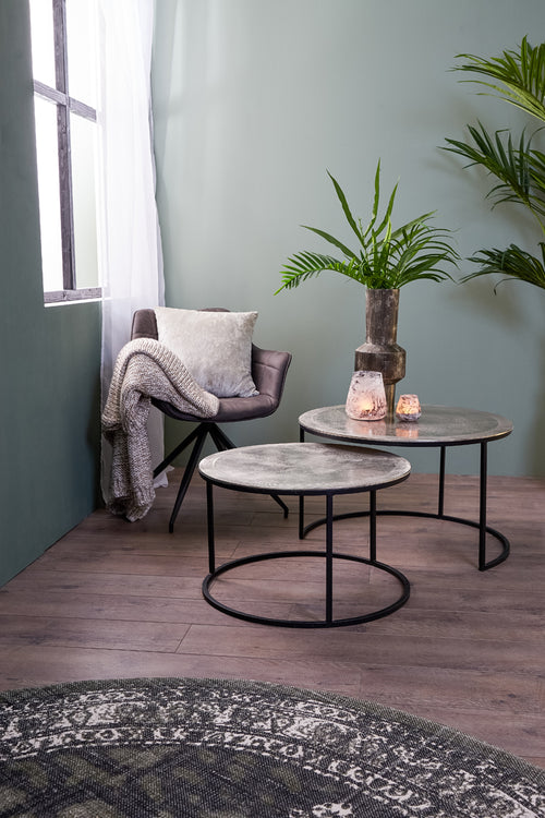 Light & Living salontafel TALCA - Ø75x45cm - zilver - Set van 2 - vtwonen shop