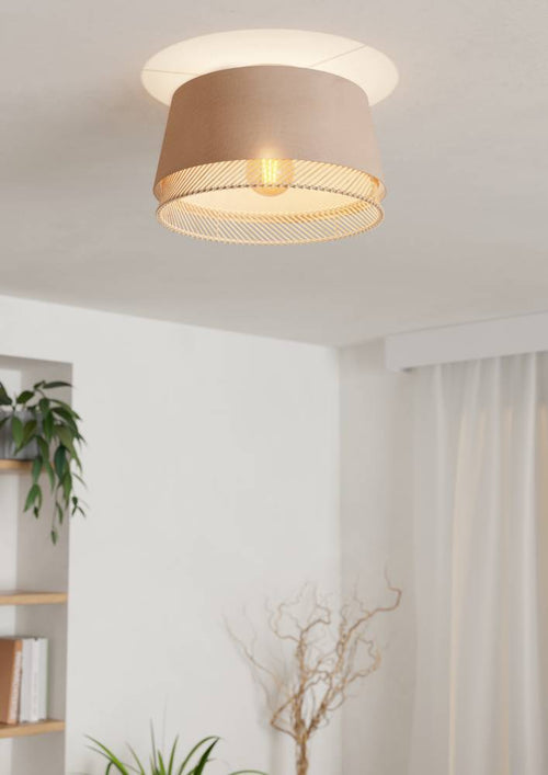 EGLO plafondlamp Tabley - e27 - ø 38 cm - natuur/bruin/zwart - textiel - vtwonen shop