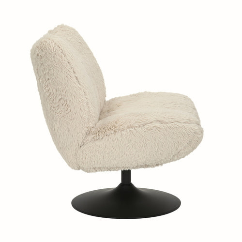 DÉJA Living Draaifauteuil Morten - Taupe Fluffy/Zwart - 70x78x82cm - vtwonen shop