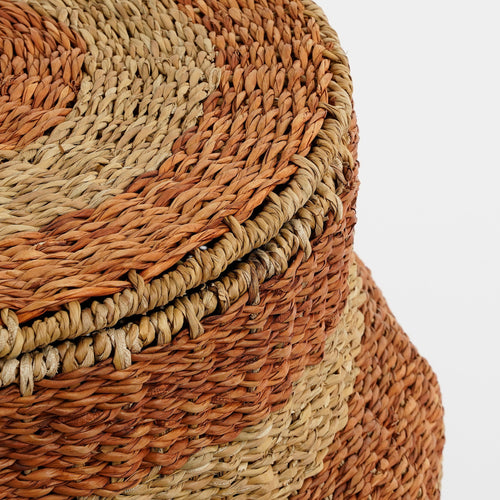 Mica Decorations Tacoma Opbergmand met Deksel - H48 x Ø55 cm - Jute - Oranje - vtwonen shop