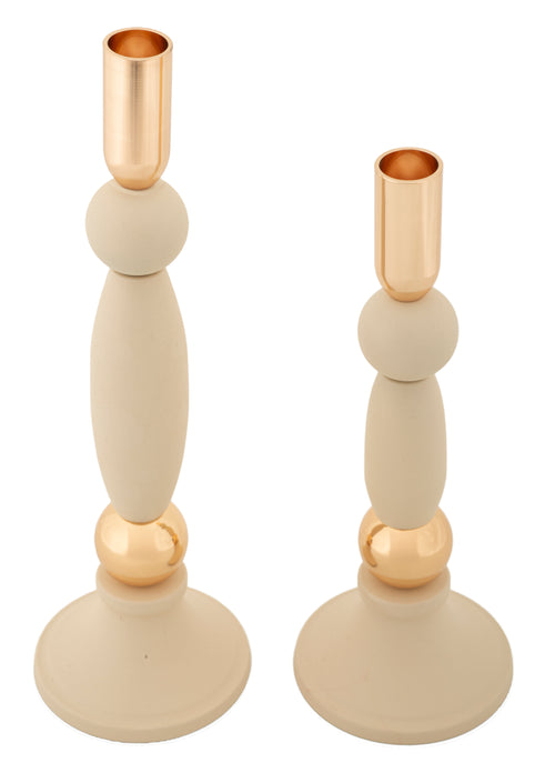 Mauro Ferretti kaarsenhouder - set van 2 - crème/goud