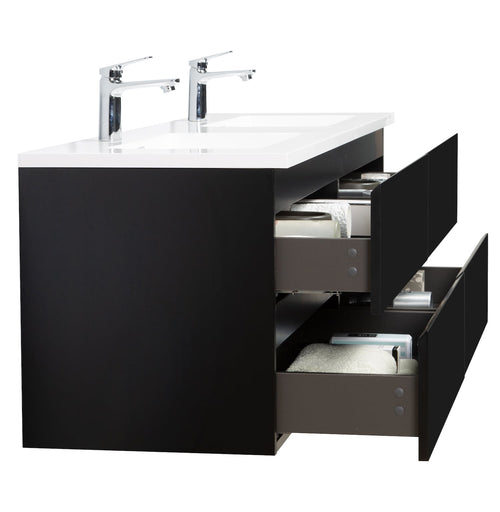 Badplaats Badkamermeubel Set Angela 160 cm – Mat Zwart – Badmeubel met Wastafel