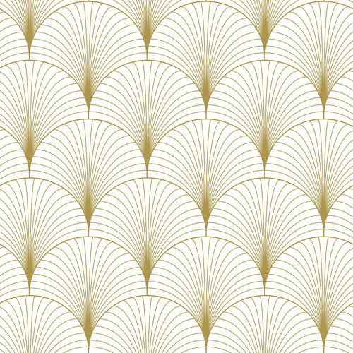 ESTAhome behang art deco motief wit en goud - 53 cm x 10.05 m - 139456