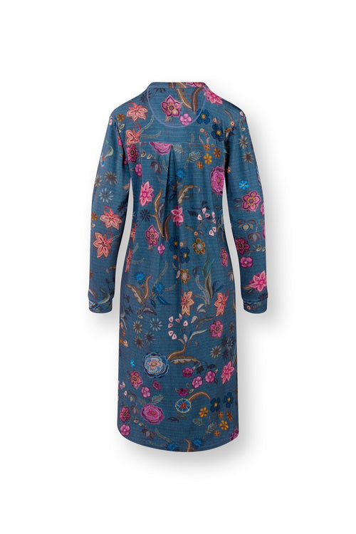 Pip Studio - Diogo Nachthemd Lange Mouw Dames - Coco Flower - Blauw - XL - vtwonen shop