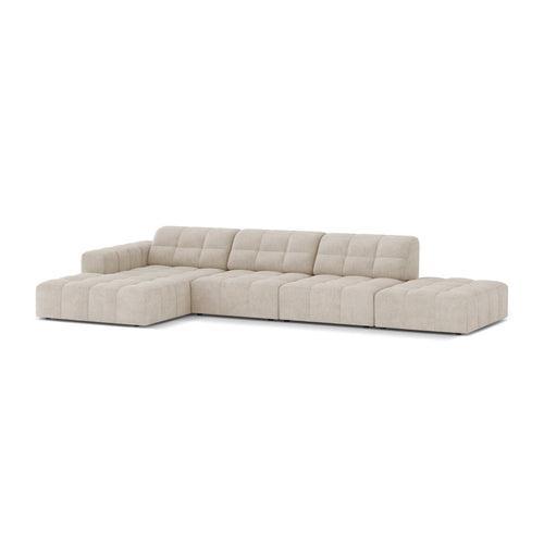 Cosmopolitan Design - Linker hoekbank Chicago 5-zits, chenille lichtbeige - 167x348x78cm