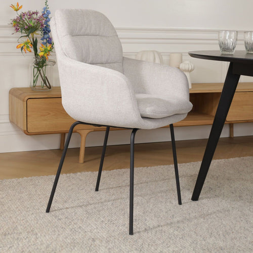 Nolon Nora-Mia Eetkamerstoelen Set van 2 - Beige - Zwart Onderstel