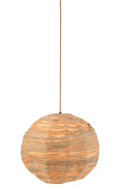 J-Line hanglamp Bol Bananenbladeren - jute - naturel - large