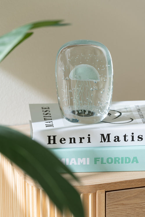 J-Line presse-papier Calypso Vierhoek - glas - transparant/groen - small