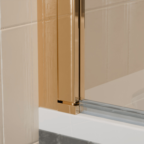 LOMAZOO badwand Palmas - 2 delig - draaibaar - anti kalk nano coating - helder glas - goud - 100 x 140 cm