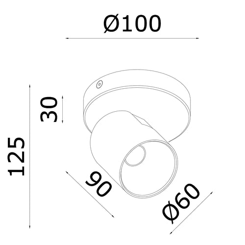 Artdelight spot Houston - 1 lichts - 9  x 12.5   cm - zwart champagne - vtwonen shop