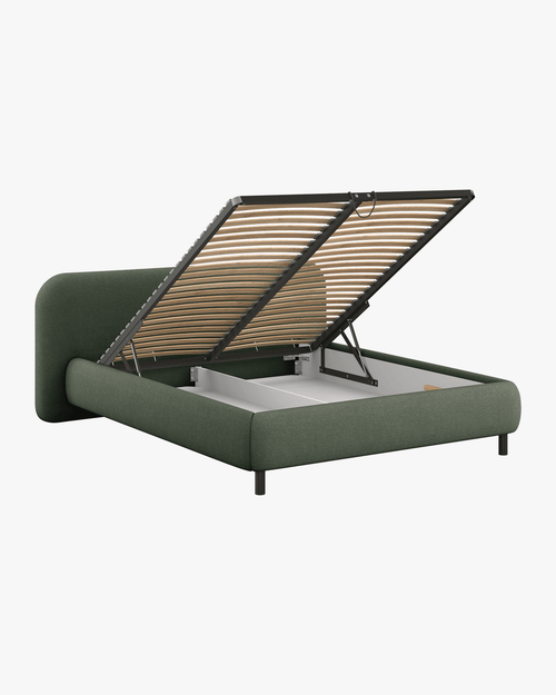 noo.ma Mumo gestoffeerd bed 160x200 - Thyme Green bouclé