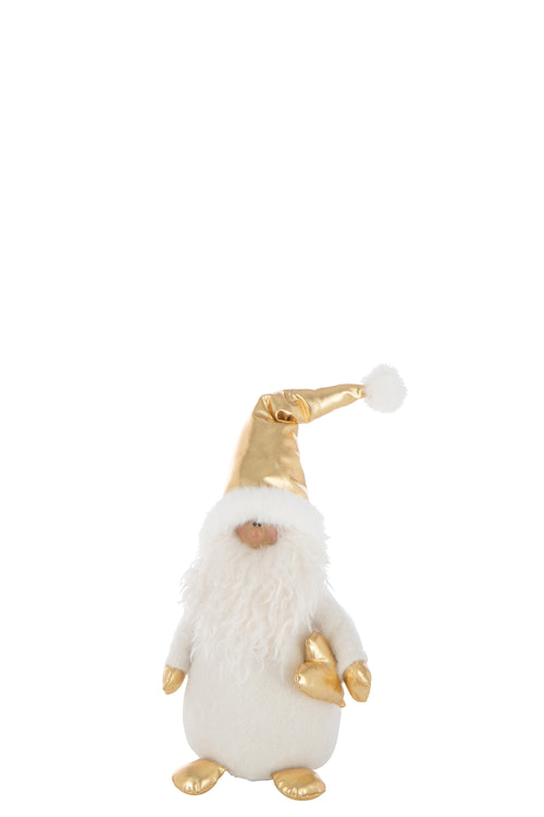 J-Line figuur Kerstman Hart - polyresin - wit/goud - small