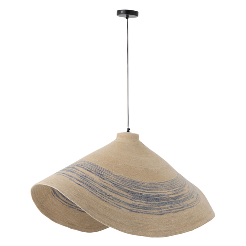 J-Line hanglamp Gestreept - zeegras - naturel/blauw