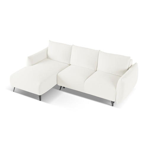 LaMiaSofa hoekbank links Genova - chenille stof - wit - 242x162x86
