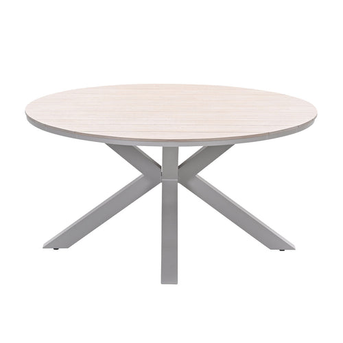 Edison tafel rond - 148 cm - taupe - light teak Vironwood - vtwonen shop