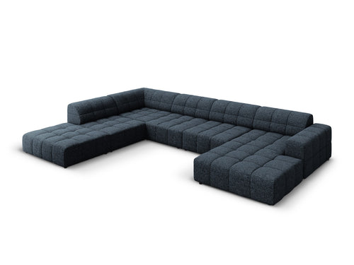Cosmopolitan Design Panoramische hoekbank links Chicago 7-zits, chenille koningsblauw - 263x375x78cm