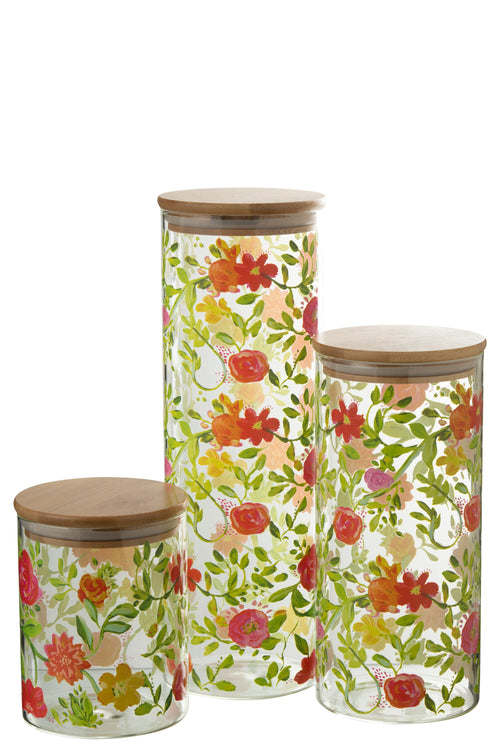 J-Line voorraadpot Bloemen - glas - mix - large - vtwonen shop