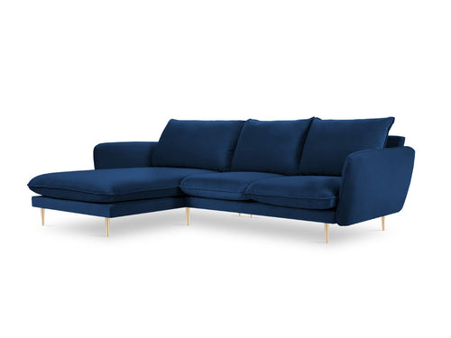 Cosmopolitan Design linker hoekbank Vienna 5-zits, flueel, koningsblauw - 170x255x95cm