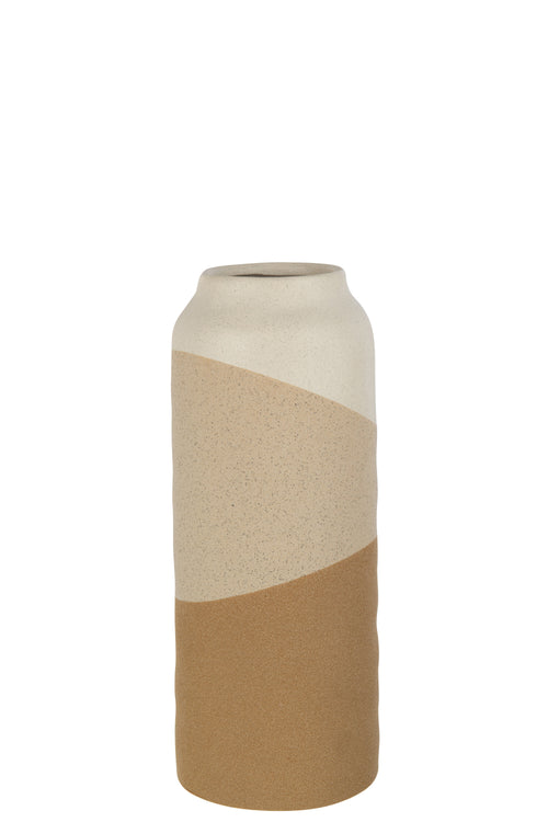 J-Line vaas Cylinder - keramiek - beige/lichtbruin - large - 33 cm hoog