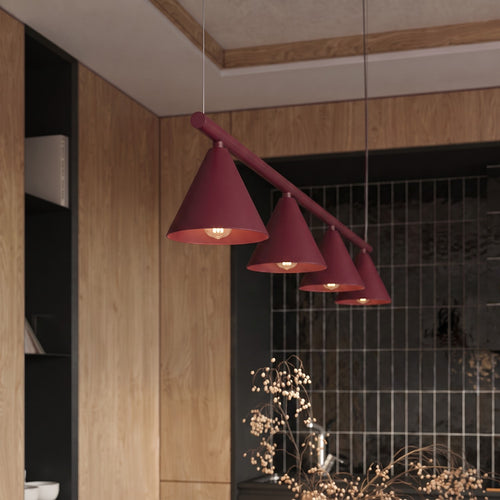 Sollux Lighting Kroonluchter NOX 4L bordeaux - 122x14x215cm