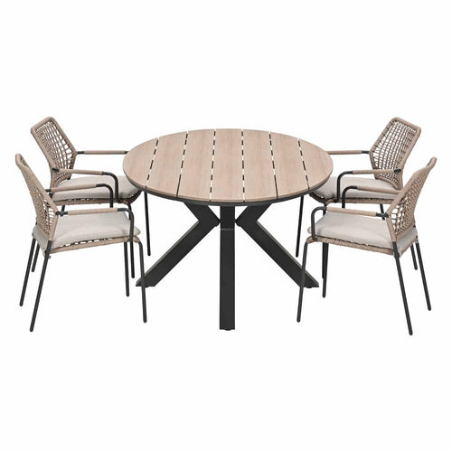 Garden Impressions Tuinset Natas sand 5-delig - Tulli tuintafel 180x115 cm